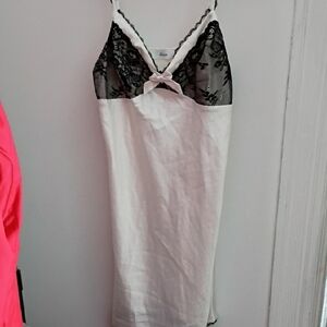 Chic Black and White Lace Slip Dress